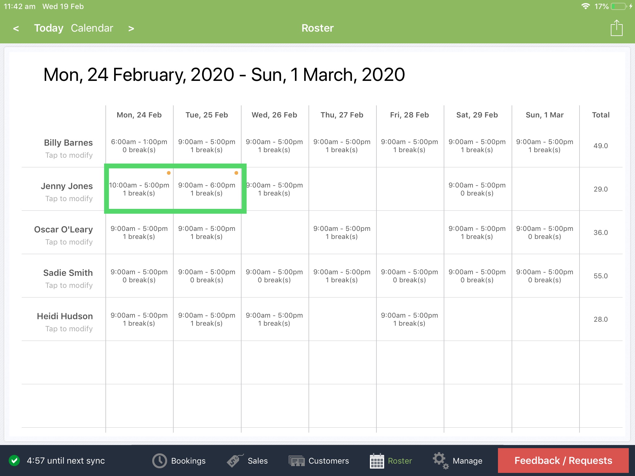 How do I modify specific dates on the Roster? - Ovatu Help Guides